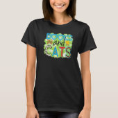 Books And Cats Graphic Patchwork Cat T-Shirt (Vorderseite)