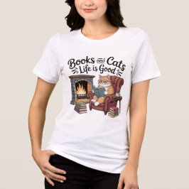 Books And Cats Life Is Good Funny Women T-Shirt Ca Tri-Blend Shirt
