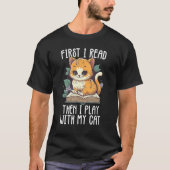Books And Cats Reading Cat & Book T-Shirt (Vorderseite)