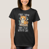 Books And Cats Reading Cat & Book T-Shirt (Vorderseite)