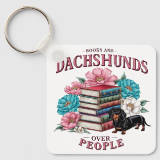 Books and Dachshunds Over People Floral Book Lover Schlüsselanhänger