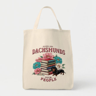 Books and Dachshunds Over People Floral Book Lover Tragetasche