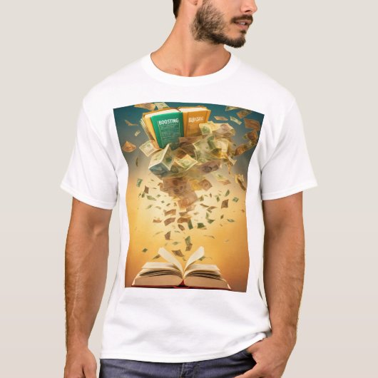"Books and Money Flying Motivierend T - Shirt" T-Shirt (Vorderseite)