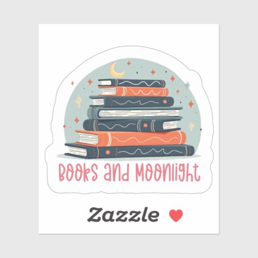Books and Moonlight Sticker (Blatt)