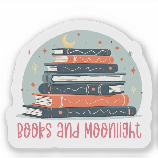 Books and Moonlight Sticker (Vorderseite)