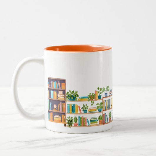 Books and Shelves - for a Principal - Orange Zweifarbige Tasse (Links)
