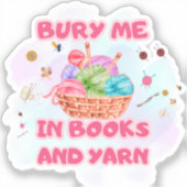 Books and Yarn Crochet Basket Art Aufkleber (Vorderseite)