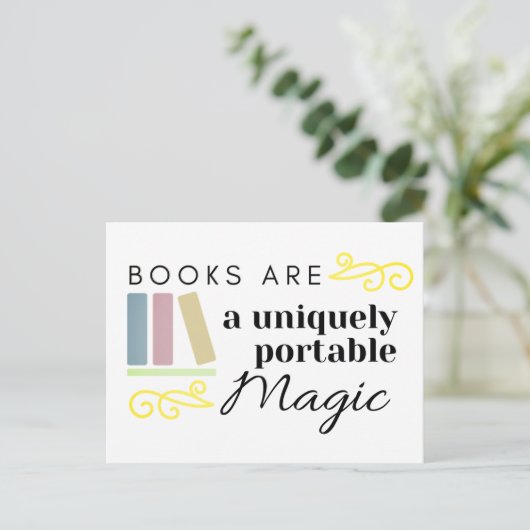 Books Are a Uniquely Handy Magic Postcard Postkarte (Stehend Vorderseite)