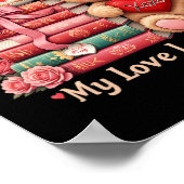 Books Are My Love Language Bear Book Lovers Valent Poster (Ecke)
