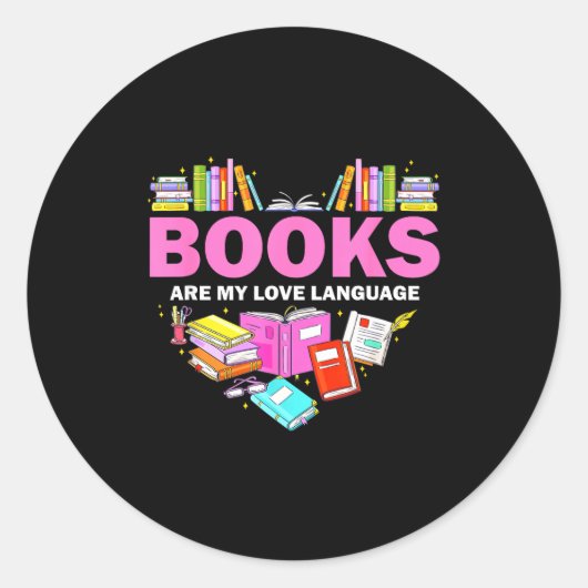 Books Are My Love Language Reading Lover Librarian Runder Aufkleber (Vorderseite)