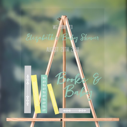 Books Baby Shower Acrylschild (Neutral)