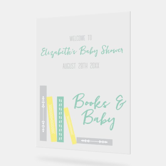 Books Baby Shower Acrylschild (Winkel)