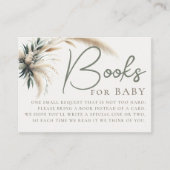 Books Baby Shower Boho Pampas Grüne neutral Begleitkarte (Vorderseite)