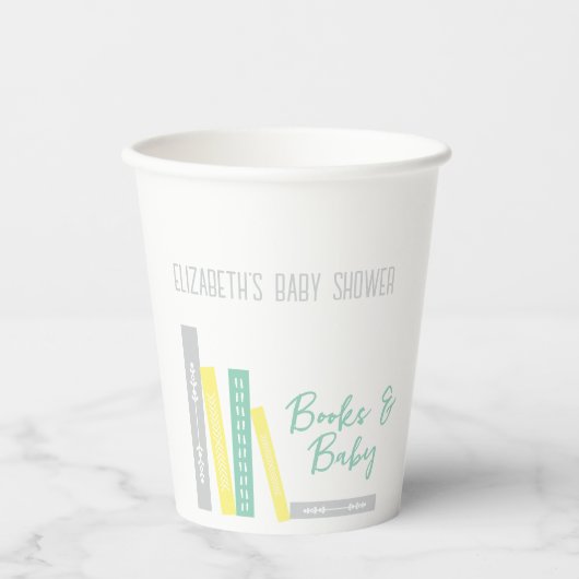 Books Baby Shower Pappbecher (Vorderseite)