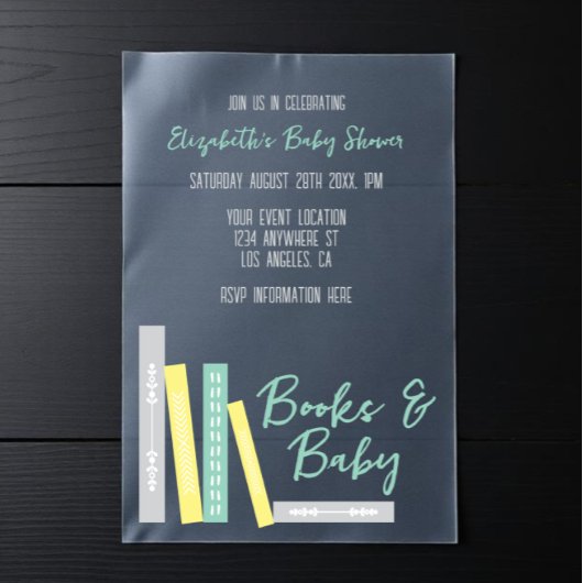 Books Baby Shower Pergament Einladungen