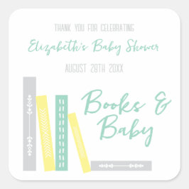 Books Baby Shower Quadratischer Aufkleber