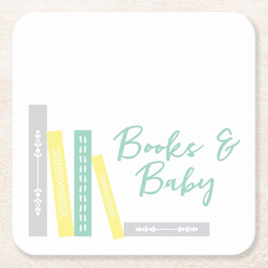 Books Baby Shower Rechteckiger Pappuntersetzer (Vorderseite)