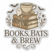 Books Bats Brechen Halloween Coffee Reader Art Aufkleber (Vorderseite)