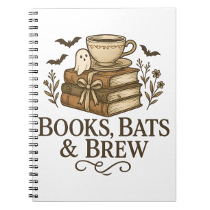 Books Bats Brechen Halloween Coffee Reader Art Notizblock