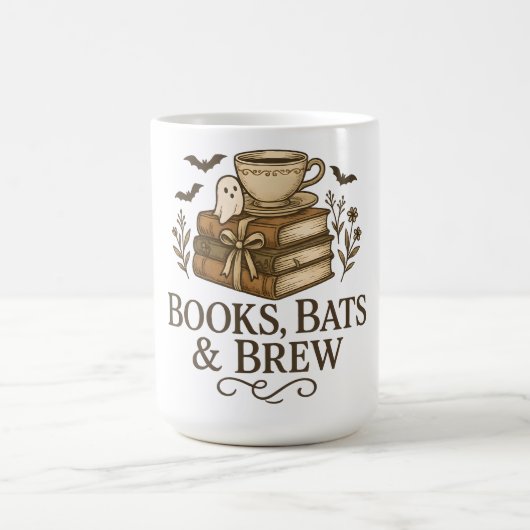 Books Bats Brechen Halloween Coffee Reader Art Verwandlungstasse (Zentrum)