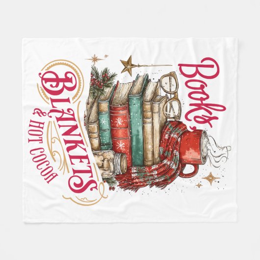Books Blankets and Hot Cocoa Fleecedecke (Vorderseite (Horizontal))