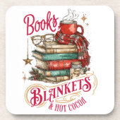Books Blankets and Hot Cocoa  Getränkeuntersetzer (Vorderseite)