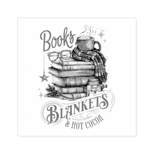 Books Blankets and Hot Cocoa Gummistempel (Prägung)