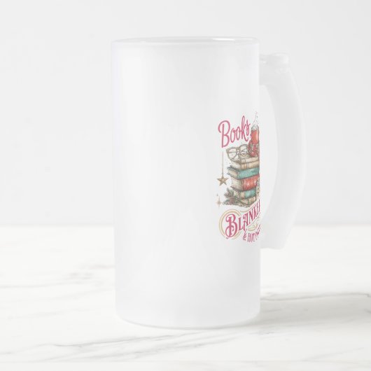 Books Blankets and Hot Cocoa Mattglas Bierglas (VorderseiteRechts)