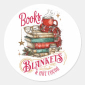Books Blankets and Hot Cocoa Runder Aufkleber (Vorderseite)