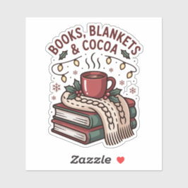 Books, Blankets & Cocoa Cozy Holiday Aufkleber