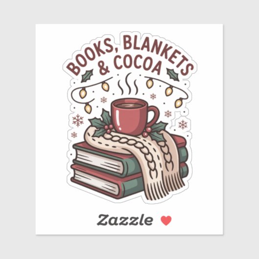 Books, Blankets & Cocoa Cozy Holiday Aufkleber (Blatt)
