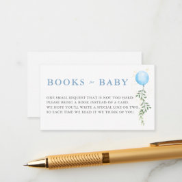 Books Blue Balloon Soft Greenery Boy Baby Shower Begleitkarte