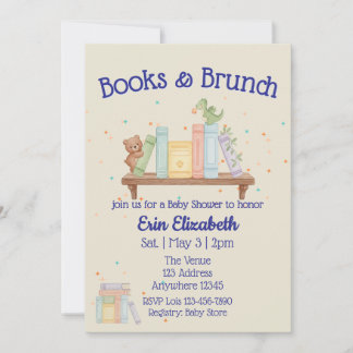 Books & Brunch Blue Baby Shower Einladung