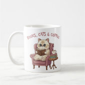 Books, Cats & Coffee Cute Cat Lover Mug Kaffeetasse (Links)