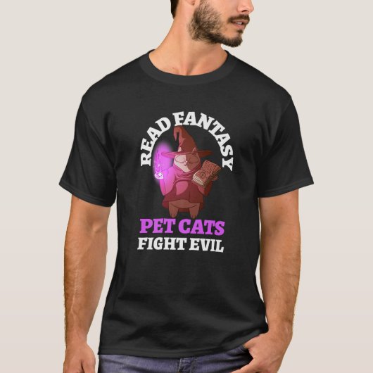 Books Cats Evil Bookworm Fantasy Wizard Ma T-Shirt (Vorderseite)