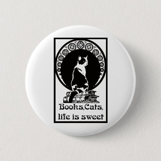 Books,cats,life is sweet Kopie_vectorized Button (Vorderseite)