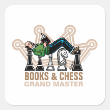 Books & Chess Grand Master Square Aufkleber