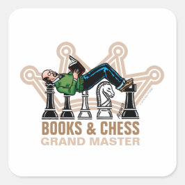 Books & Chess Grand Master Square Aufkleber