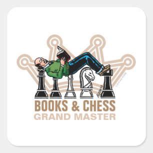 Books & Chess Grand Master Square Aufkleber