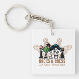 Books & Chess Master Acrylic Keychain Schlüsselanhänger