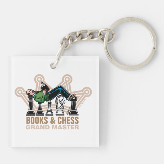 Books & Chess Master Acrylic Keychain Schlüsselanhänger (Rückseite)
