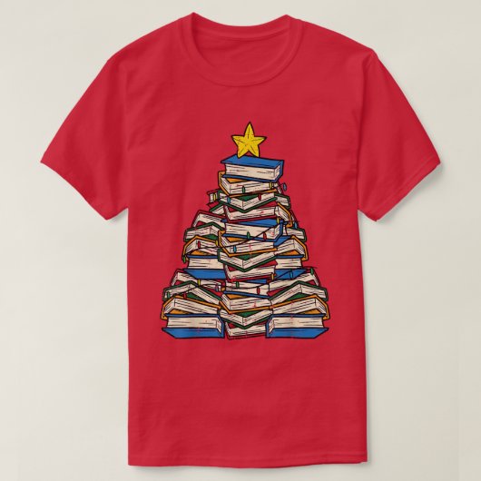 Books Christmas Tree Reading Xmas PJs Teacher Libr T-Shirt (Design vorne)