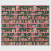 Books Decors Plants on Pink Shelf Gift Geschenkpapier (Flach)