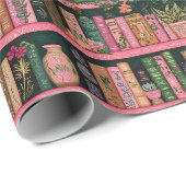 Books Decors Plants on Pink Shelf Gift Geschenkpapier (Rolleneckpunkt)