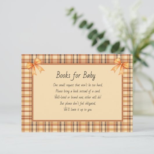 Books for Baby Brown and Orange Plaid Begleitkarte (Stehend Vorderseite)