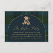Books for Baby Card Classic Dark Green Blue Plaid Begleitkarte (Vorderseite)