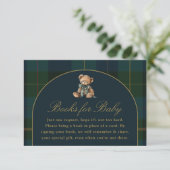 Books for Baby Card Classic Dark Green Blue Plaid Begleitkarte (Stehend Vorderseite)