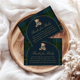 Books for Baby Card Classic Dark Green Blue Plaid  Begleitkarte