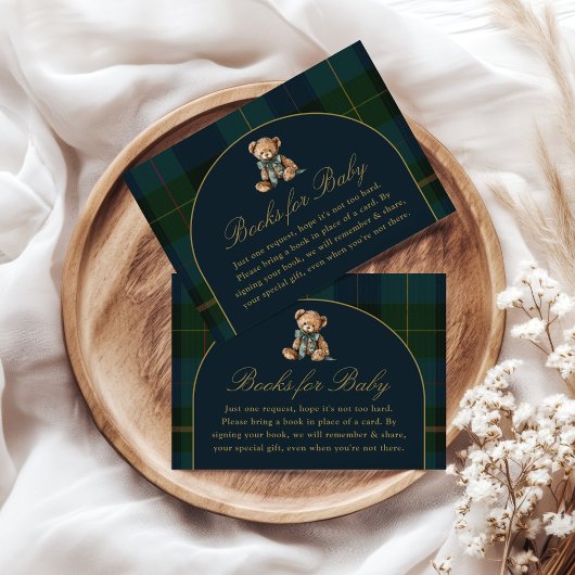 Books for Baby Card Classic Dark Green Blue Plaid Begleitkarte