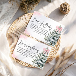 Books for Baby Card Pink Bow Snowflake Baby Shower Begleitkarte